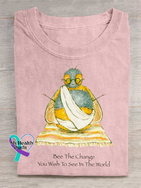 Be The Change You Wish To See In The World Art Print Casual T-shirt Pink / S