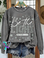 Be The Light Christmas Casual Print Sweatshirt Grey / S