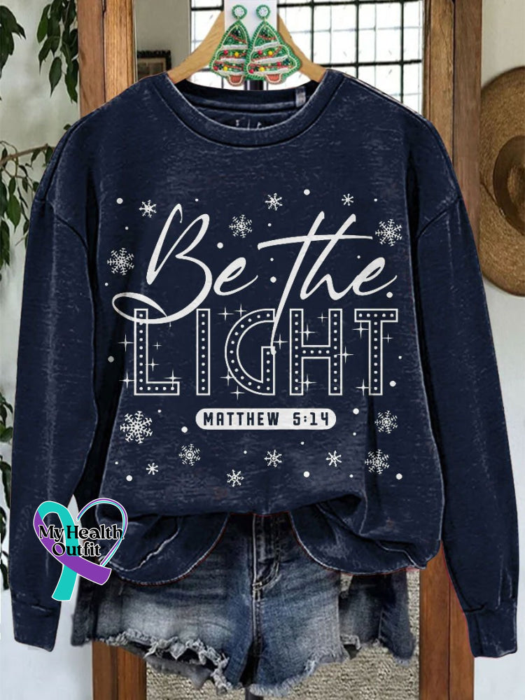 Be The Light Christmas Casual Print Sweatshirt Navyblue / S