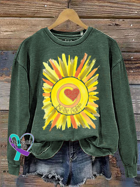 Be The Light Crew Neck Long Sleeve Sweatshirt Green / S