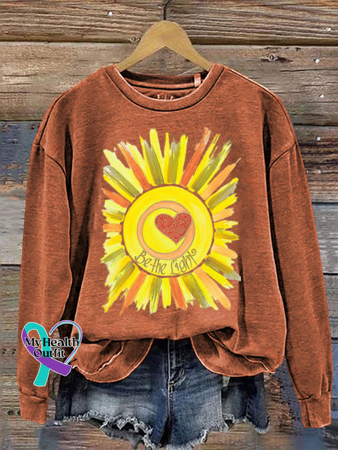 Be The Light Crew Neck Long Sleeve Sweatshirt Orange / S