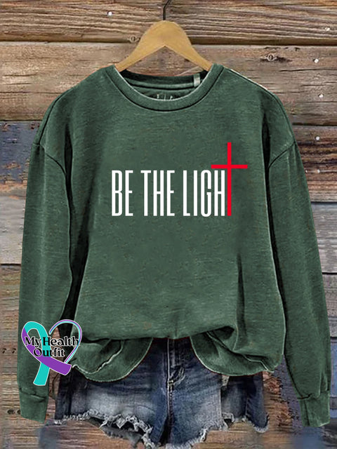Be The Light Cross Verse Religious Faith Outfit Church Christian Casual Sweatshirt Green / S