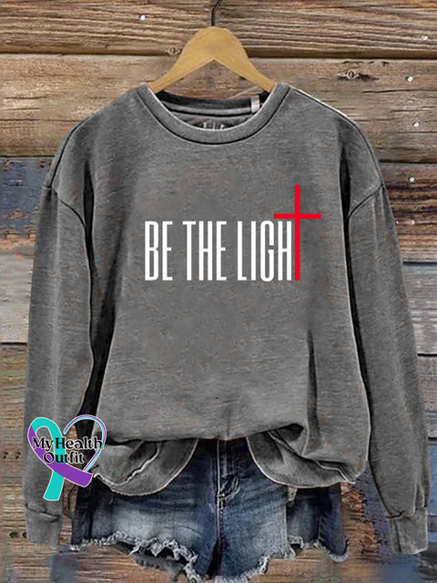 Be The Light Cross Verse Religious Faith Outfit Church Christian Casual Sweatshirt Grey / S