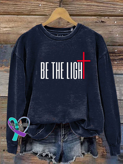 Be The Light Cross Verse Religious Faith Outfit Church Christian Casual Sweatshirt Navyblue / S