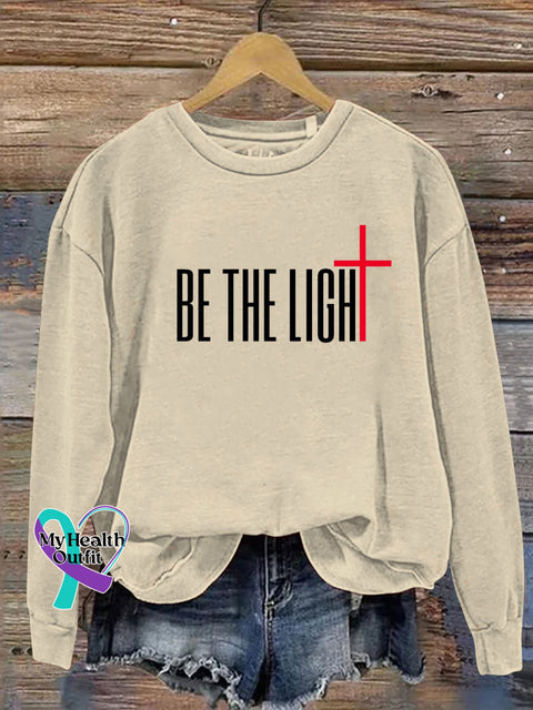 Be The Light Cross Verse Religious Faith Outfit Church Christian Casual Sweatshirt Sand / S