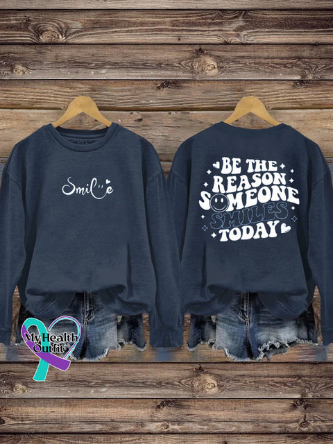 Be The Reason Someone Smiles Today Crew Neck Casual Sweatshirt Navyblue / S