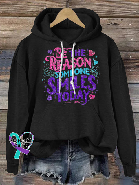 Be The Reason Someone Smiles Today Printed Casual Hoodie Black / S