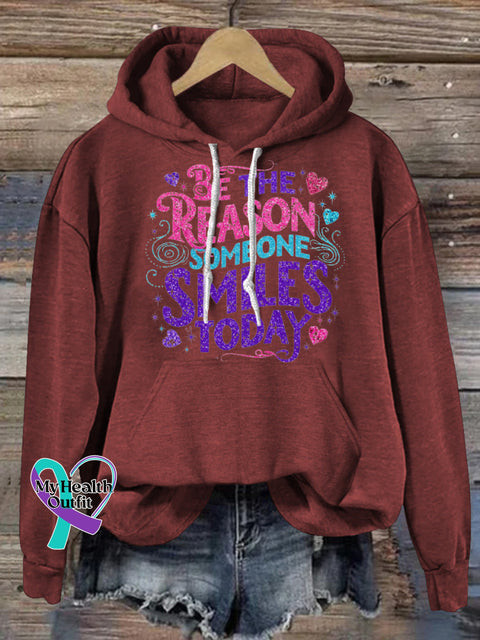 Be The Reason Someone Smiles Today Printed Casual Hoodie Brown / S