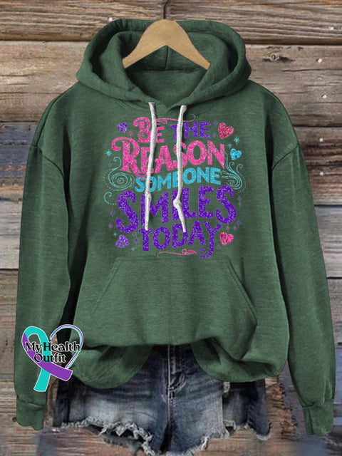 Be The Reason Someone Smiles Today Printed Casual Hoodie Green / S