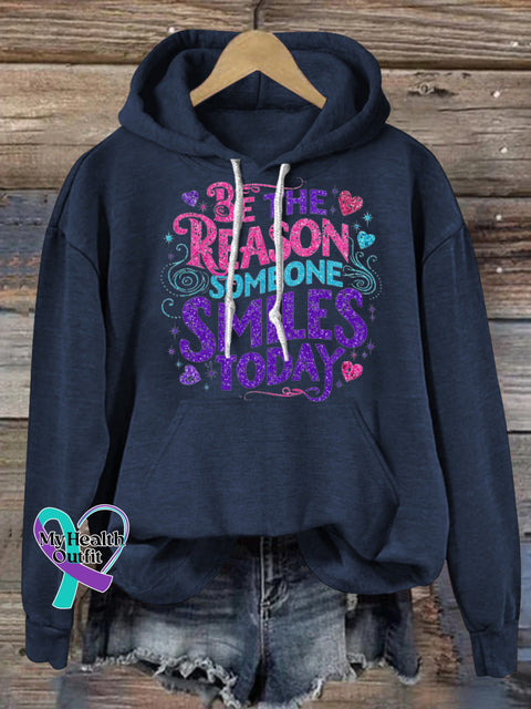 Be The Reason Someone Smiles Today Printed Casual Hoodie NavyBlue / S
