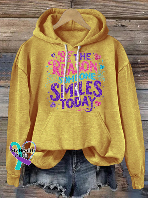 Be The Reason Someone Smiles Today Printed Casual Hoodie Yellow / S