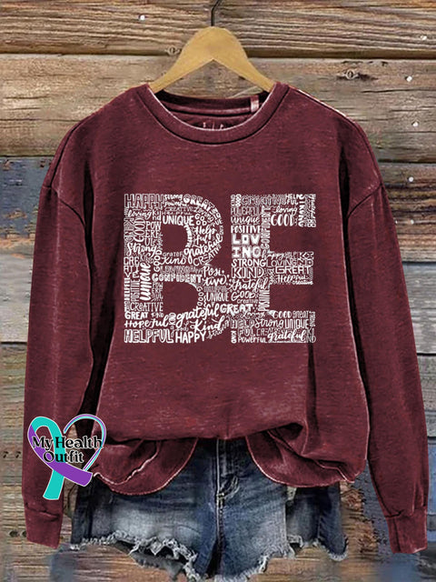 Be Words Art Print Pattern Casual Sweatshirt Red / S