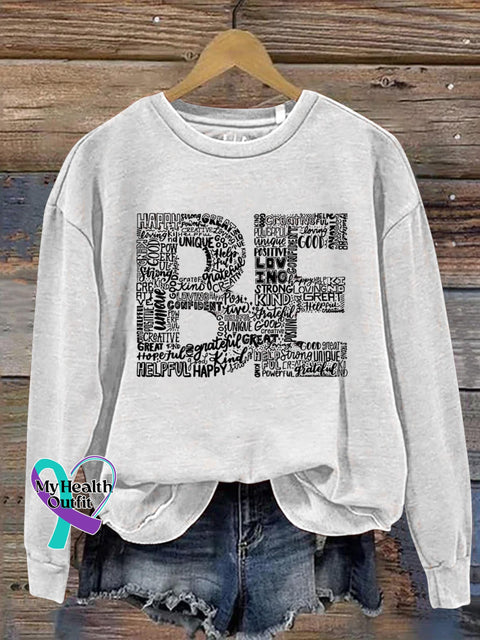 Be Words Art Print Pattern Casual Sweatshirt White / S