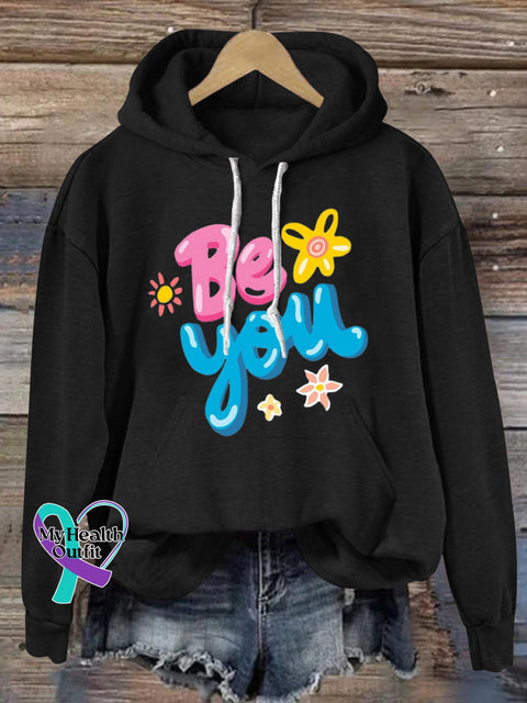 Be You Hooded Casual Long-Sleeved Sweatshirt Black / S