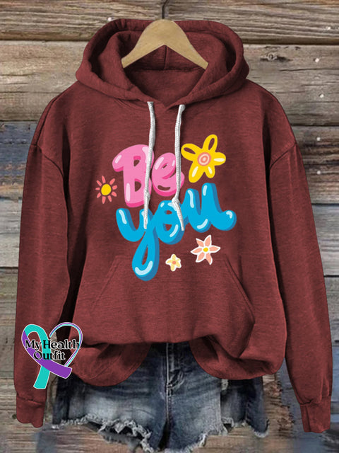 Be You Hooded Casual Long-Sleeved Sweatshirt Claret / S