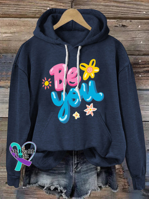 Be You Hooded Casual Long-Sleeved Sweatshirt NavyBlue / S