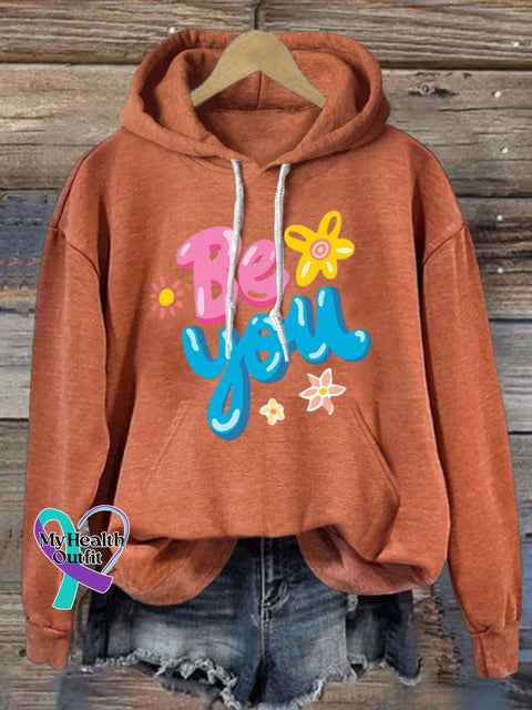 Be You Hooded Casual Long-Sleeved Sweatshirt Orange / S