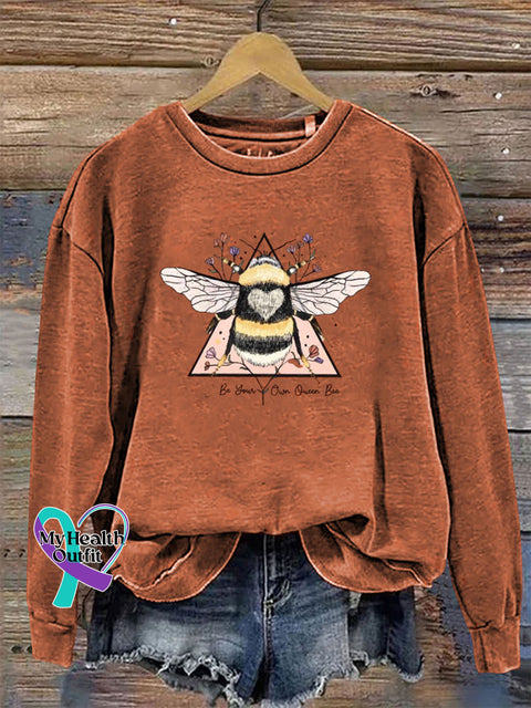 Be You Own Queen Bee Crew Neck Long Sleeve Sweatshirt Orange / S