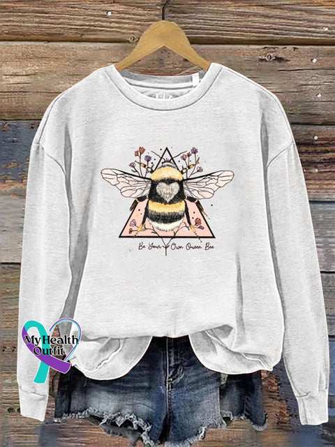 Be You Own Queen Bee Crew Neck Long Sleeve Sweatshirt White / S