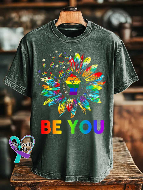 BE YOU Rainbow Floral T-shirt Green / S