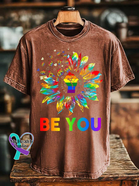 BE YOU Rainbow Floral T-shirt Orange / S