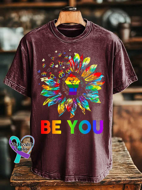 BE YOU Rainbow Floral T-shirt Red / S