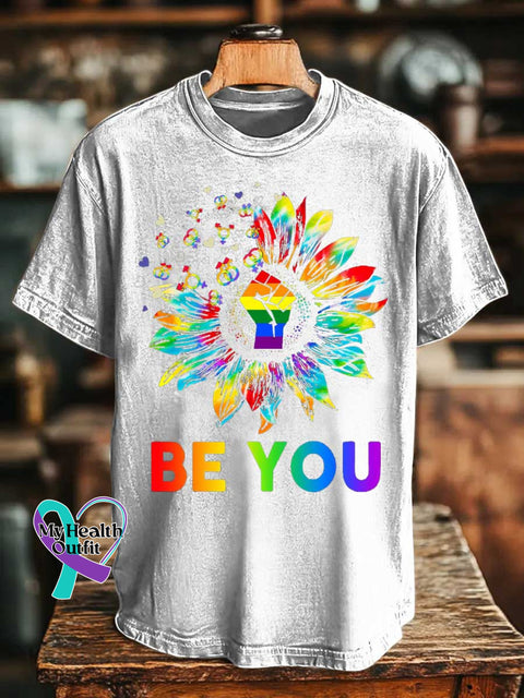 BE YOU Rainbow Floral T-shirt White / S