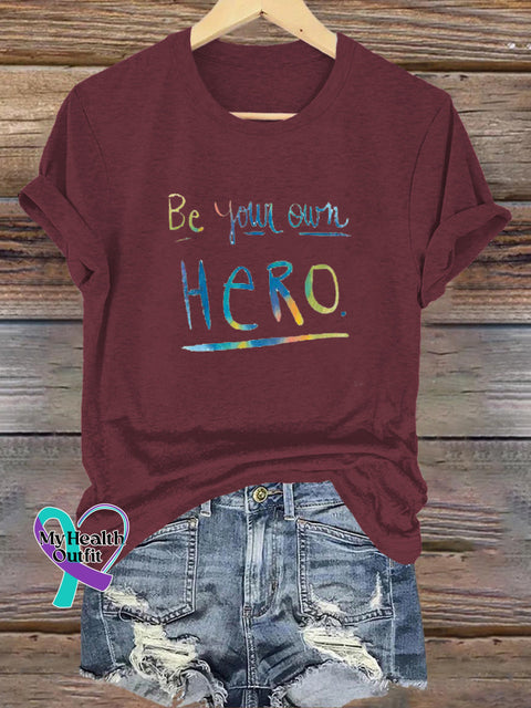 Be Your Own Hero Printed Casual Crew Neck Short Sleeve T-Shirt Brown / S