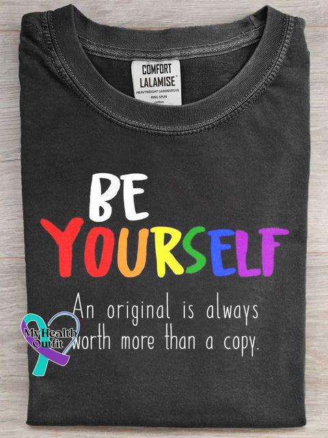 Be Yourself Art Print Casaul Short Sleeve T-shirt Multicolor / S