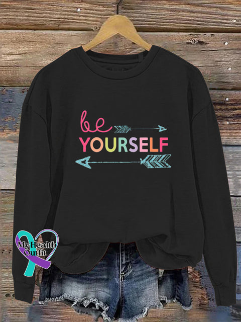 Be Yourself Crew Neck Long Sleeve Sweatshirt Black / S