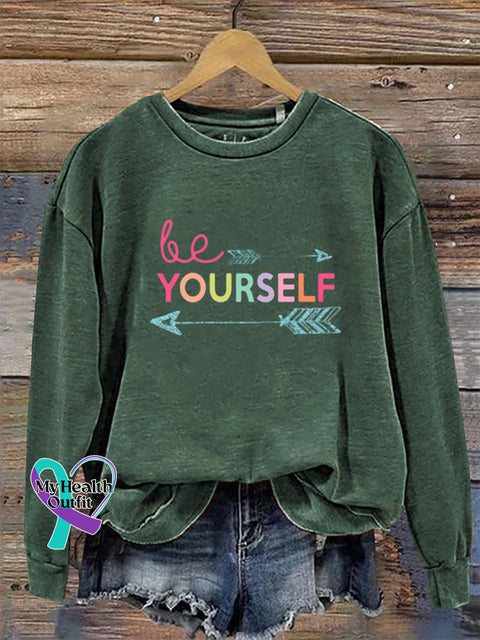Be Yourself Crew Neck Long Sleeve Sweatshirt Green / S