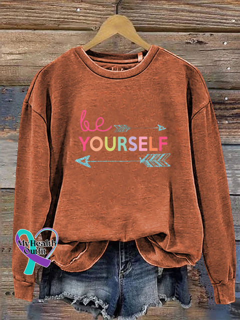 Be Yourself Crew Neck Long Sleeve Sweatshirt Orange / S