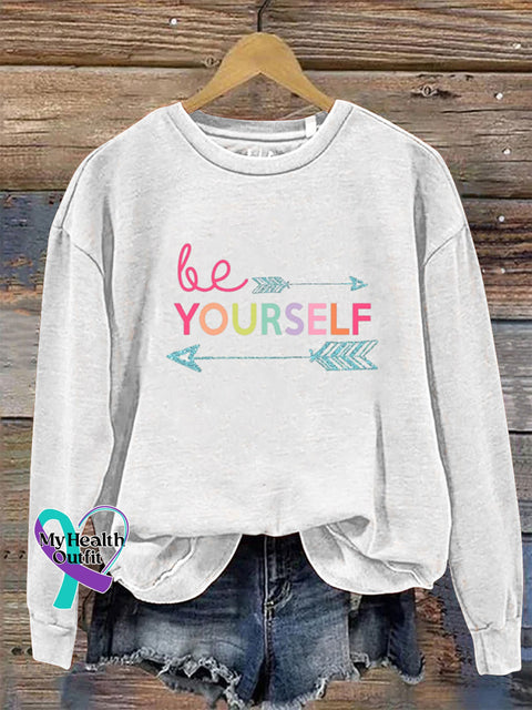 Be Yourself Crew Neck Long Sleeve Sweatshirt White / S