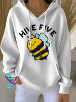 Bee Art Funny Print Casual Hoodie Sweatshirt White / S