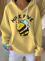 Bee Art Funny Print Casual Hoodie Sweatshirt Yellow / S