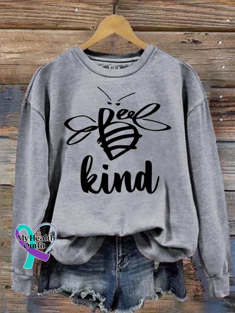 Bee Kind Casual Print Sweatshirt Gray / S