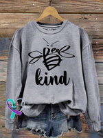Bee Kind Casual Print Sweatshirt Gray / S