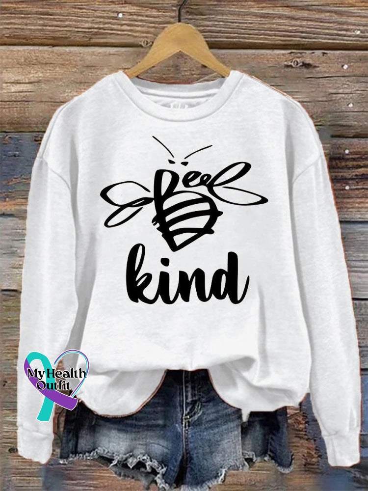 Bee Kind Casual Print Sweatshirt White / S