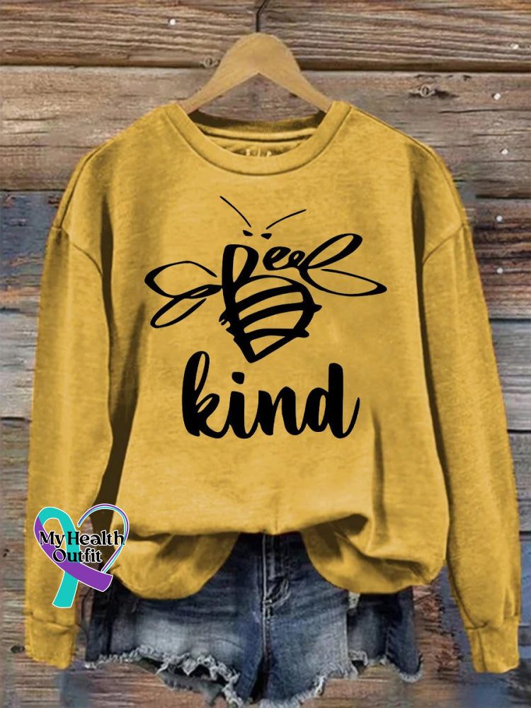 Bee Kind Casual Print Sweatshirt Yellow / S