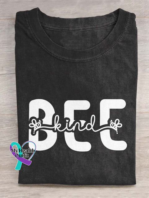 Bee Kind Mental Health Awareness Art Print Casual T-Shirt Black / S