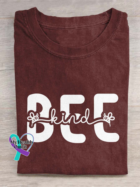 Bee Kind Mental Health Awareness Art Print Casual T-Shirt Red / S