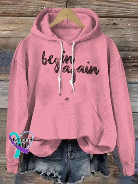 Begin Again Art Print Casual Hoodie Sweatshirt Pink / S
