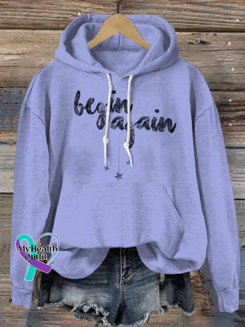 Begin Again Art Print Casual Hoodie Sweatshirt Purple / S