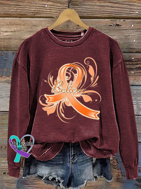 Believe Crew Neck Long Sleeve Sweatshirt Claret / S