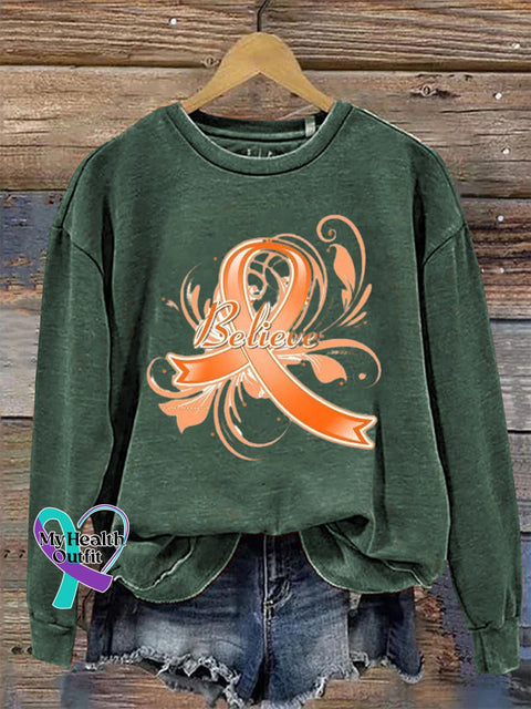 Believe Crew Neck Long Sleeve Sweatshirt Green / S