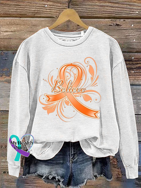 Believe Crew Neck Long Sleeve Sweatshirt White / S