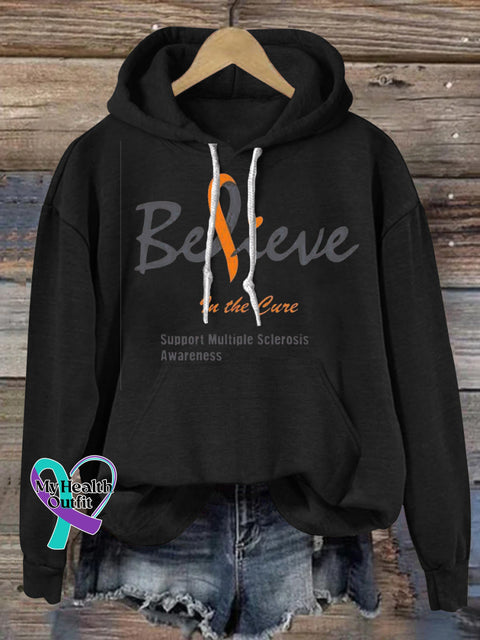 Believe Multiple Sclerosis Awareness Prints Casual Hoodie Black / S