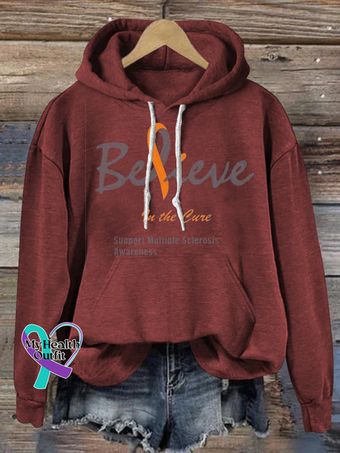 Believe Multiple Sclerosis Awareness Prints Casual Hoodie Brown / S