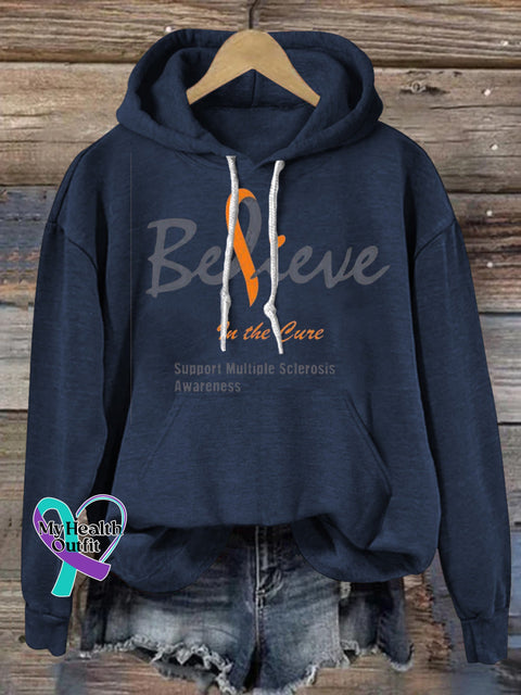 Believe Multiple Sclerosis Awareness Prints Casual Hoodie NavyBlue / S