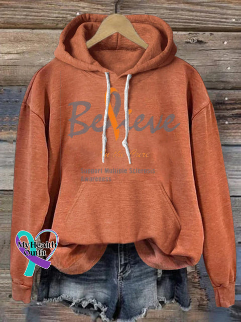 Believe Multiple Sclerosis Awareness Prints Casual Hoodie Orange / S